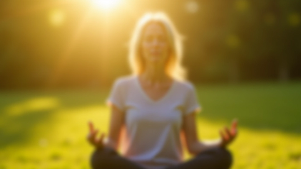 Woman practicing mindfulness meditation in peaceful natural setting with soft morning light